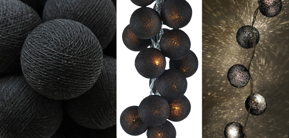 Гирлянда хлопковые фонарики Сotton Ball Ice Black - Loft-Concept в Казани