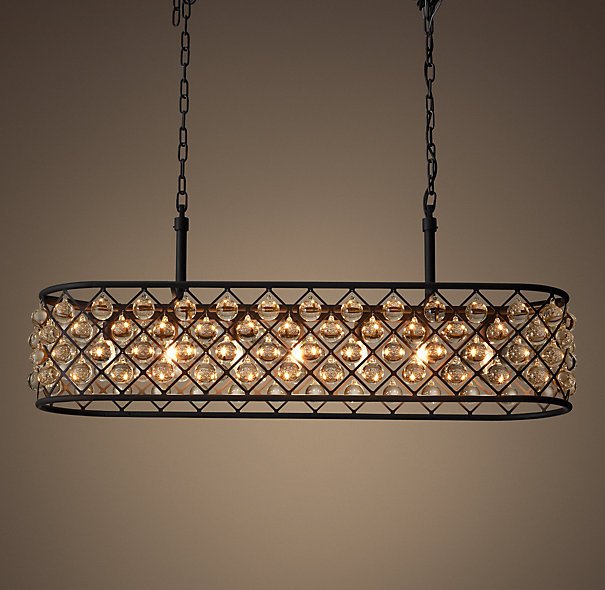 Люстра RH Spencer Rectangular Chandelier 100 Черный в Казани | Loft Concept 