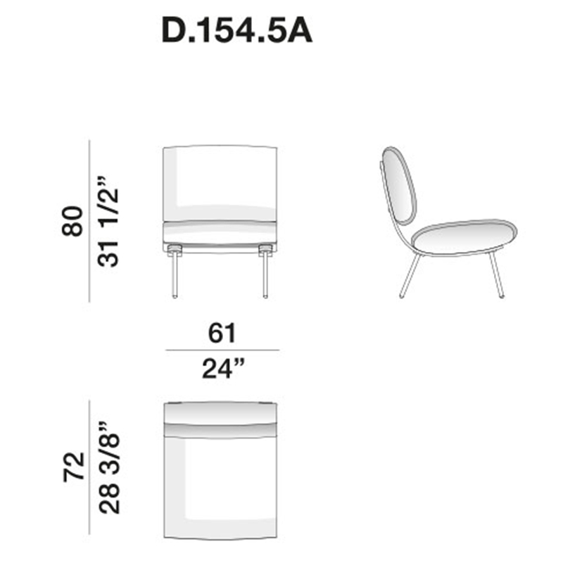 Дизайнерское кресло без подлокотников Gio Ponti ROUND D.154.5 Armchair в Казани