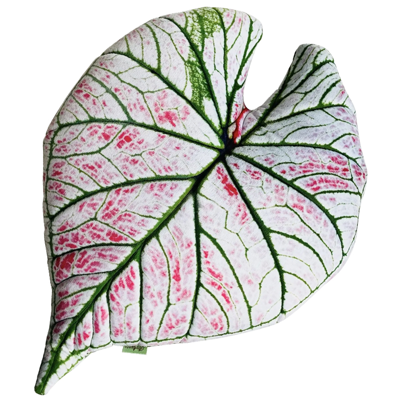 Декоративная подушка Botanical Cushion Caladium Rosebud Зеленый Бежевый Розовый в Казани | Loft Concept 