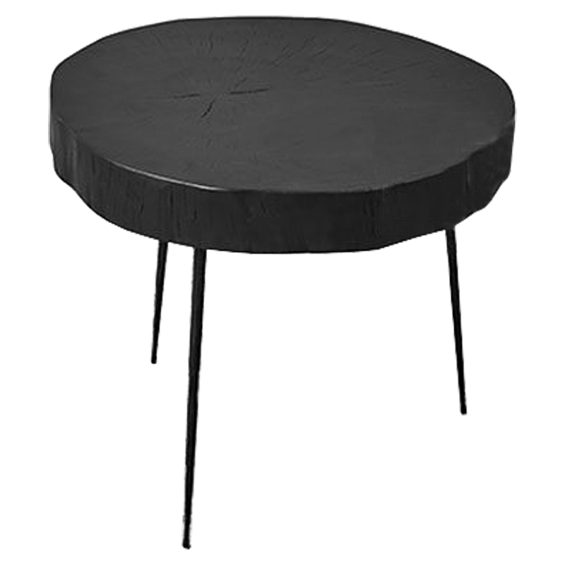 Приставной стол Saw Cut Black Wood Side Table Черный в Казани | Loft Concept 