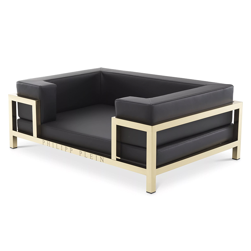 Лежанка для домашних животных Philipp Plein Dogbed High Conic XL Gold Черный Золотой в Казани | Loft Concept 