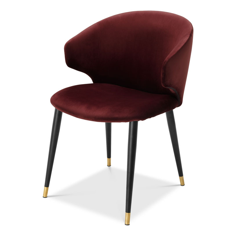 Стул Eichholtz DINING CHAIR VOLANTE burgundy Бургундский красный Черный Золотой в Казани | Loft Concept 