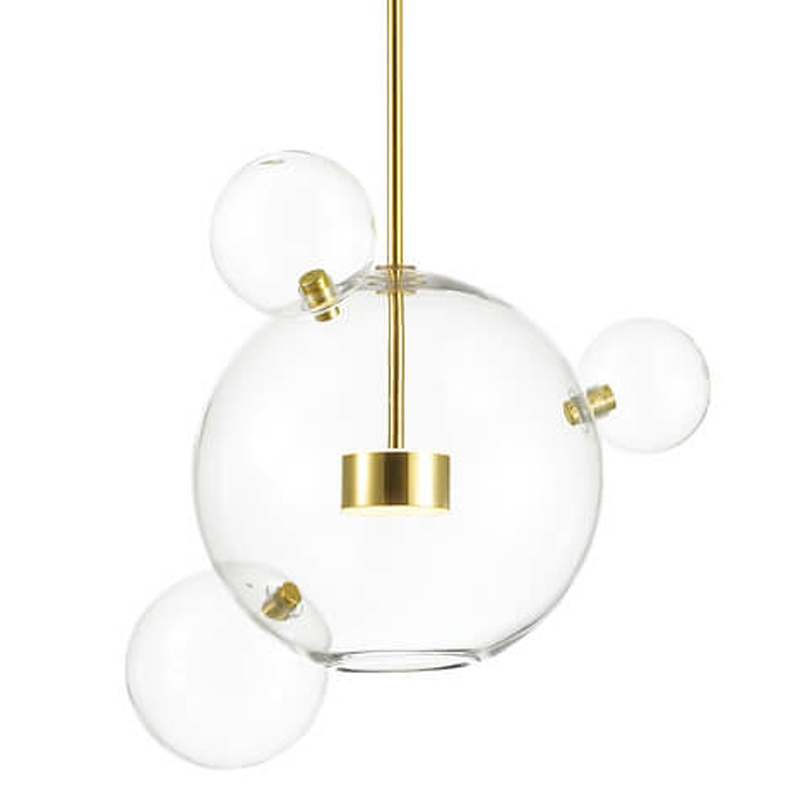 Подвесной светильник Transparent Bubble Pendant Gold 3 Глянцевое золото Прозрачный в Казани | Loft Concept 