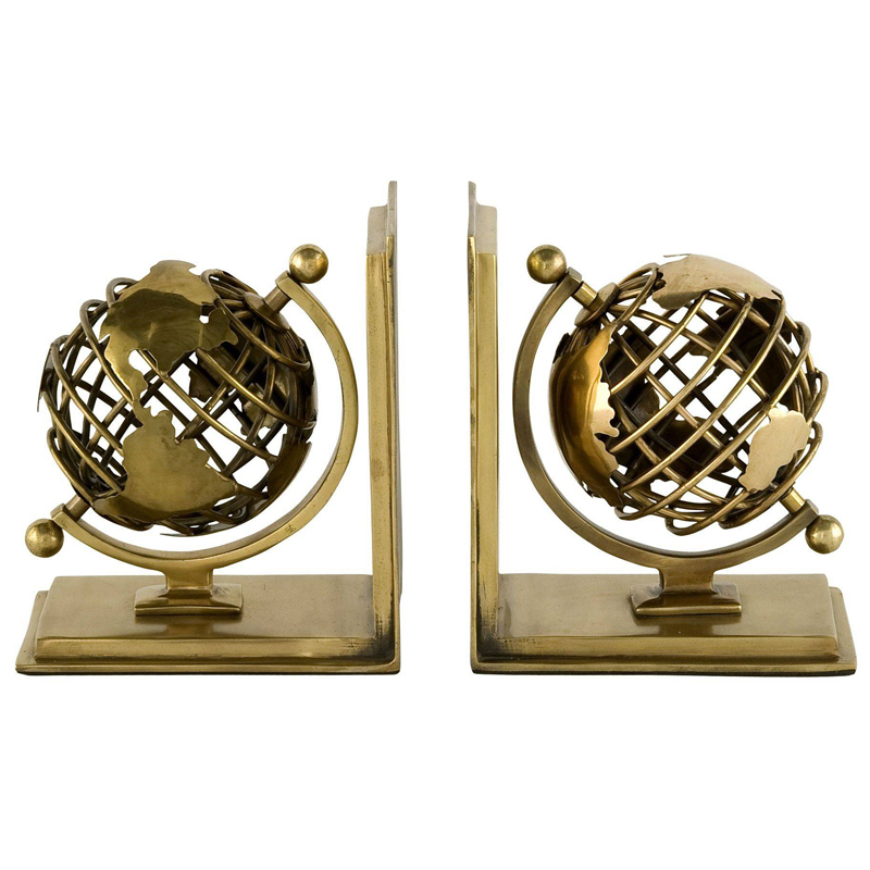 Держатель для книг Eichholtz Bookend Globe set of 2 Латунь Античная полированная в Казани | Loft Concept 