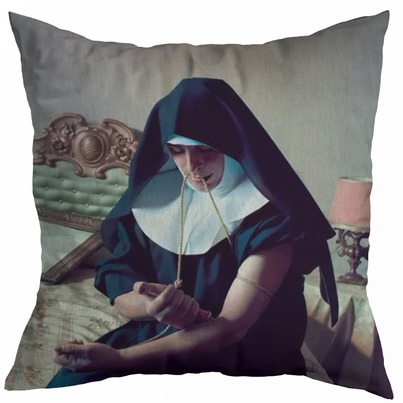 Декоративная подушка Seletti Cushion Nun Бежевый Коричневый Черный Зеленый шалфей в Казани | Loft Concept 