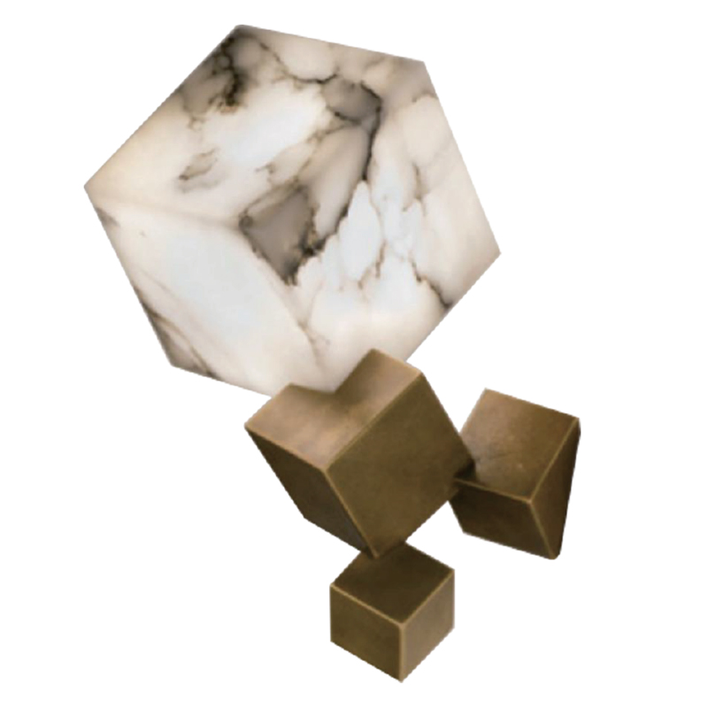 Бра Marble Cube Wall lamp Белый Мрамор Bianco Медь в Казани | Loft Concept 