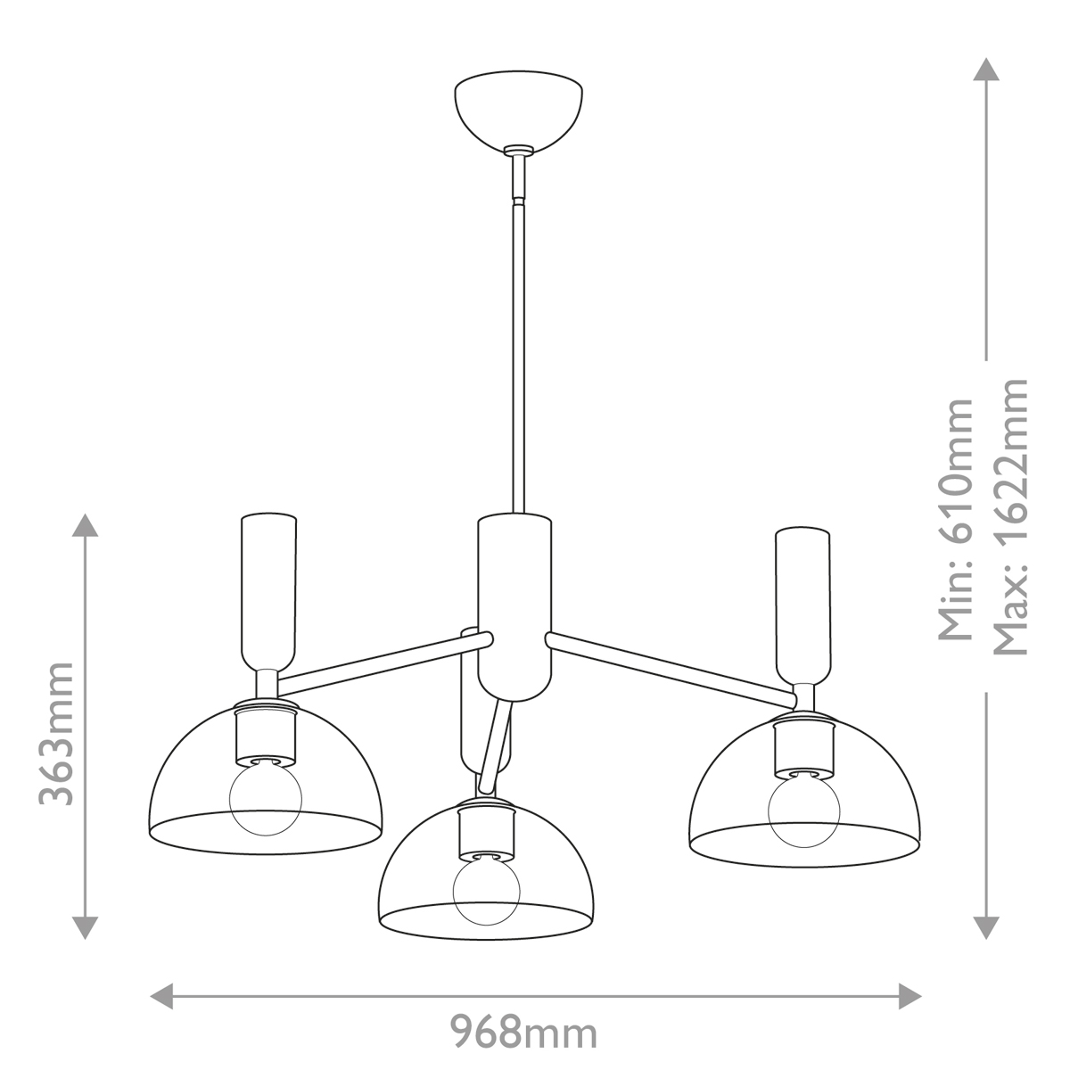 Люстра с 3-мя прозрачными полусферическими плафонами из стекла Alora Mood в Казани