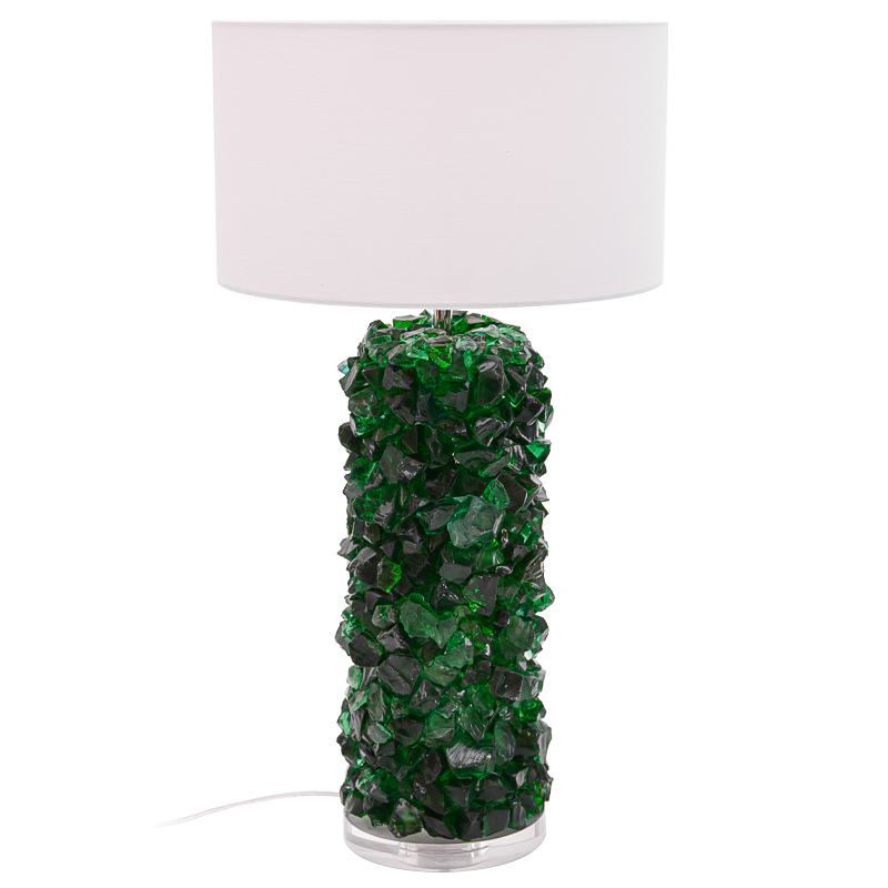 Настольная лампа Enide Green Table Lamp с абажуром Зеленый Белый Прозрачный в Казани | Loft Concept 