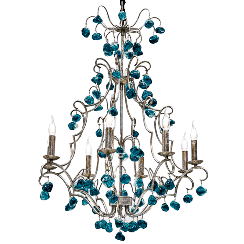 Люстра Crystal Blue Cupertino Chandelier  Бирюзовый в Казани | Loft Concept 