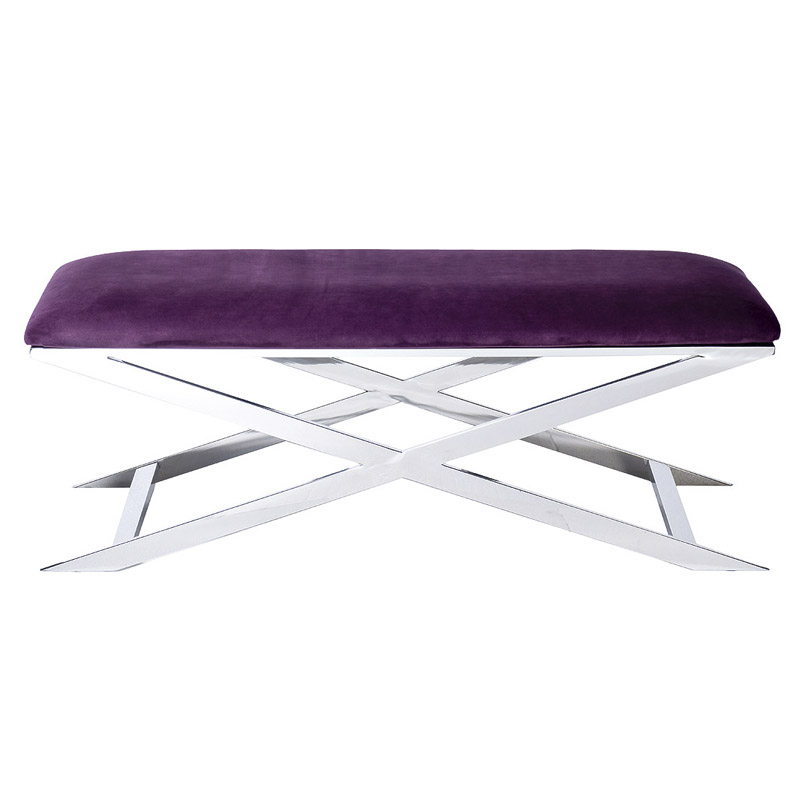 Банкетка Bench Velor Violet Хром Фиолетовый в Казани | Loft Concept 