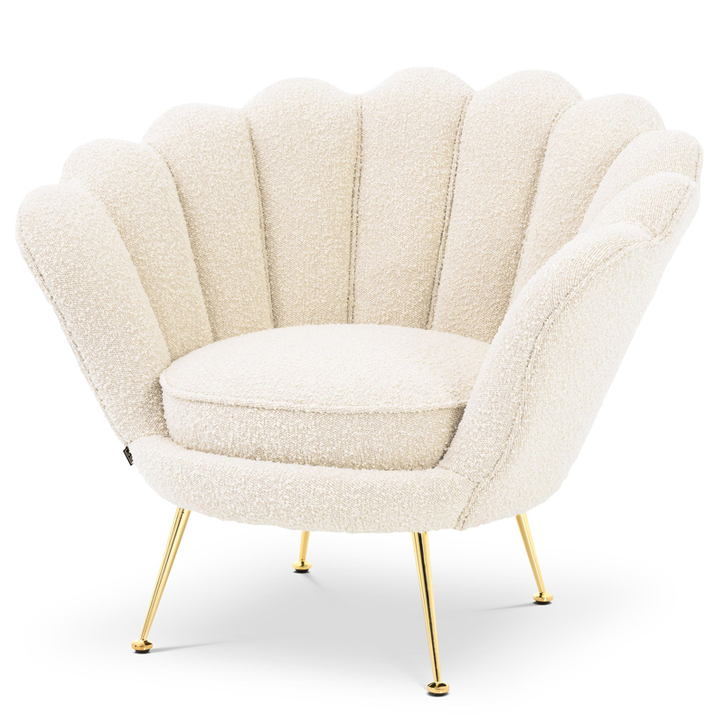 Кресло Eichholtz Chair Trapezium Boucle cream Кремовый Латунь в Казани | Loft Concept 