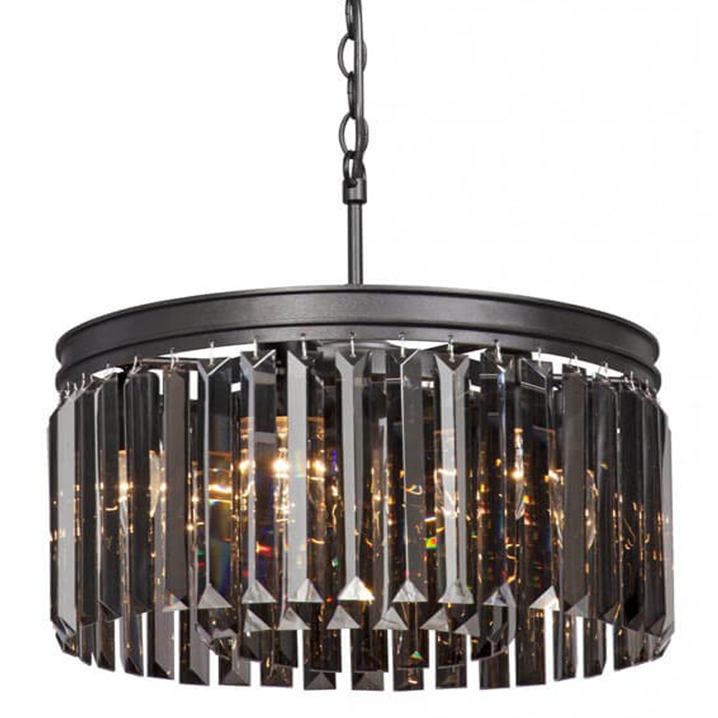 Люстра RH Rhys Smok Glass Prism Round Chandelier 40 Черный матовый в Казани | Loft Concept 