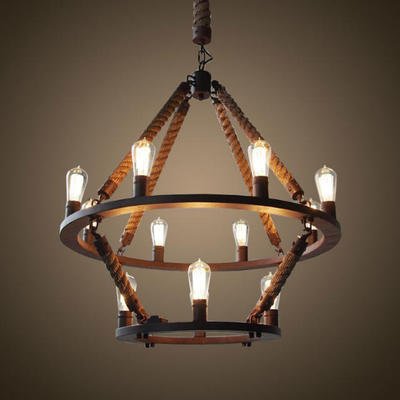 Люстра Rope Filament Chandelier Черный в Казани | Loft Concept 