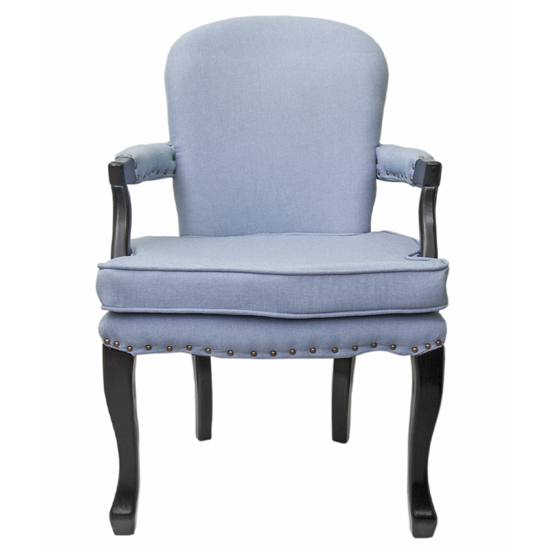 Кресло Aubrey Classical Armchair blue flax Голубой Черный в Казани | Loft Concept 