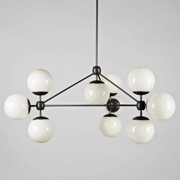 Modo 10 Globes Chandelier Black and White Glass Прозрачный белый Черный в Казани | Loft Concept 