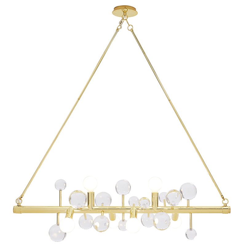 Люстра Jonathan Adler SIX-LIGHT LINEAR CHANDELIER Clear Золотой Прозрачное Стекло Белый в Казани | Loft Concept 