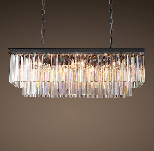 Люстра RH 1920s Odeon Clear Glass Fringe Black iron 90 Черный в Казани | Loft Concept 