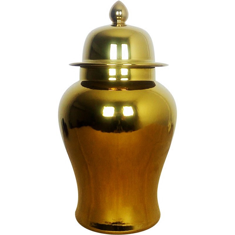 Ваза Gold Ceramic Chinese Jars with Lids Золотой в Казани | Loft Concept 