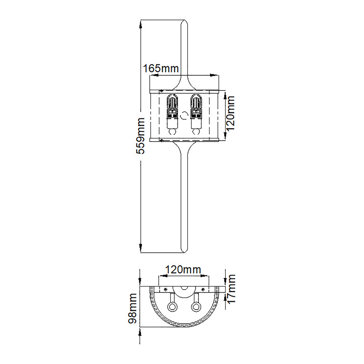 Бра вертикальное с белым полукруглым плафоном и длинным стержнем S Kichler в Казани