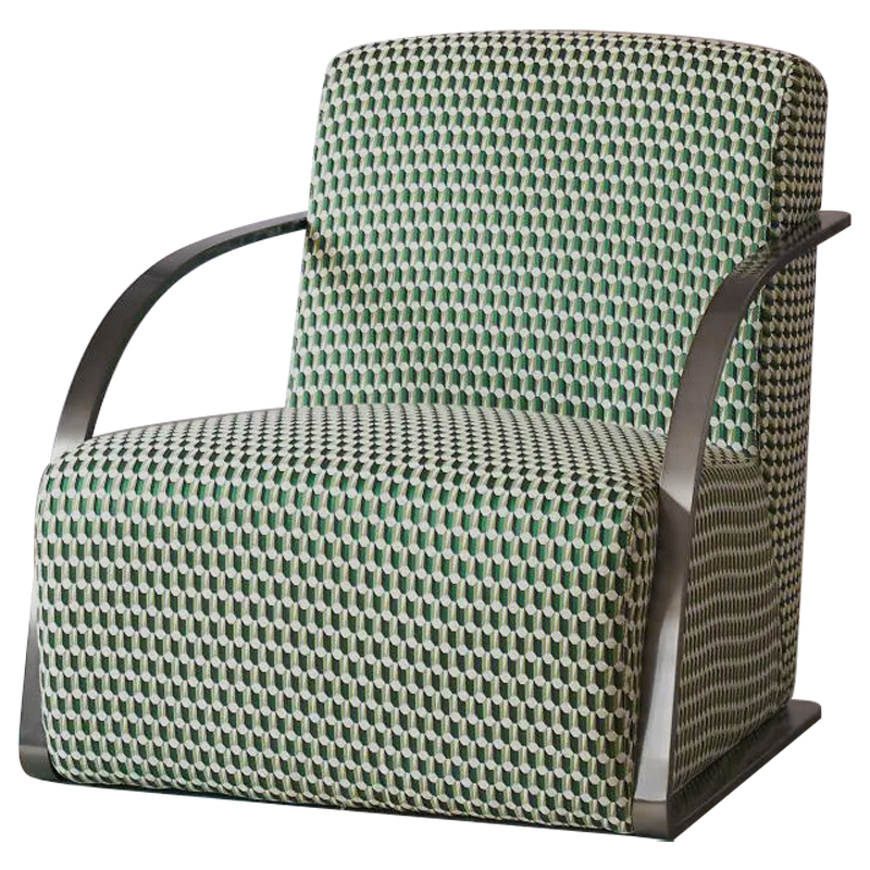 Кресло Esme Green Pattern Armchair Зеленый Темный хром в Казани | Loft Concept 