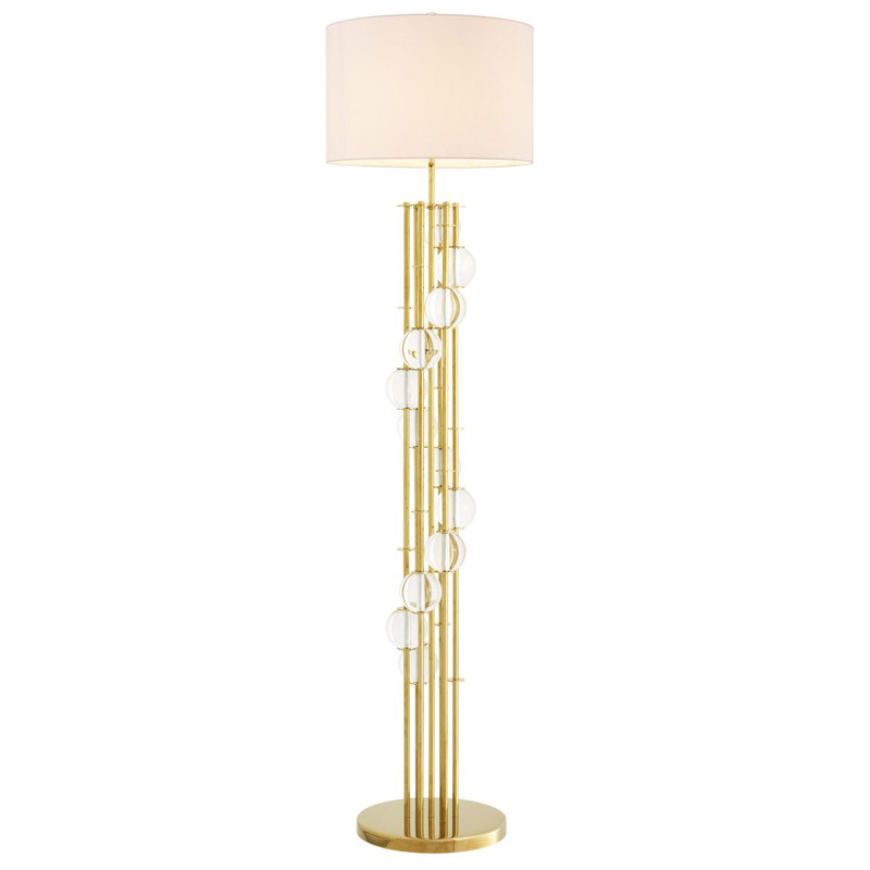 Торшер Eichholtz Floor Lamp Lorenzo Gold & white Глянцевое золото Белый Прозрачный в Казани | Loft Concept 