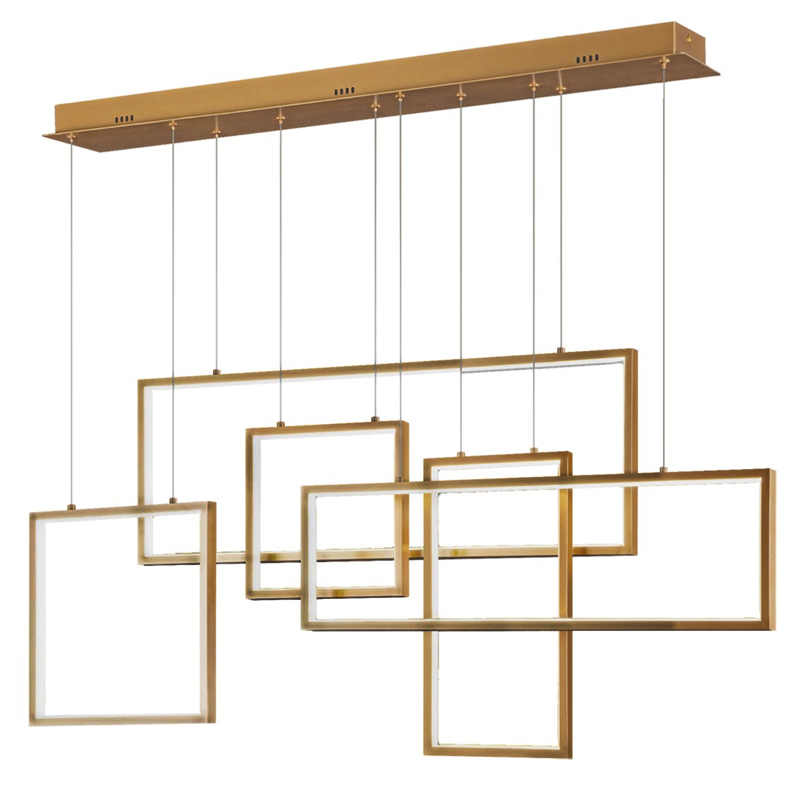 Люстра Rectangle Geometry Chandelier Gold 5 Золотой в Казани | Loft Concept 