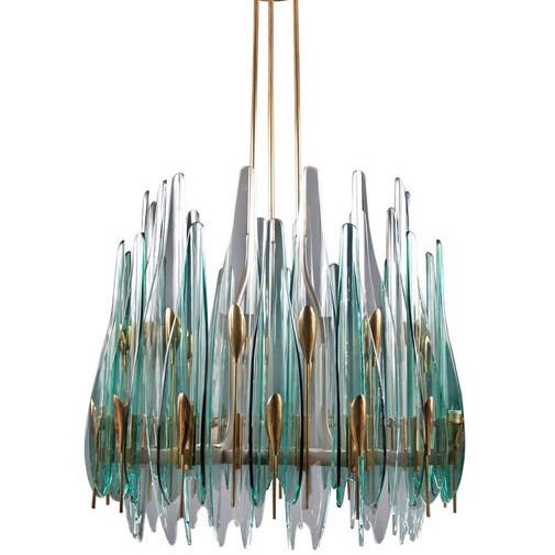 Люстра Max Ingrand Dahlia Chandelier Прозрачный зеленый Глянцевое золото в Казани | Loft Concept 