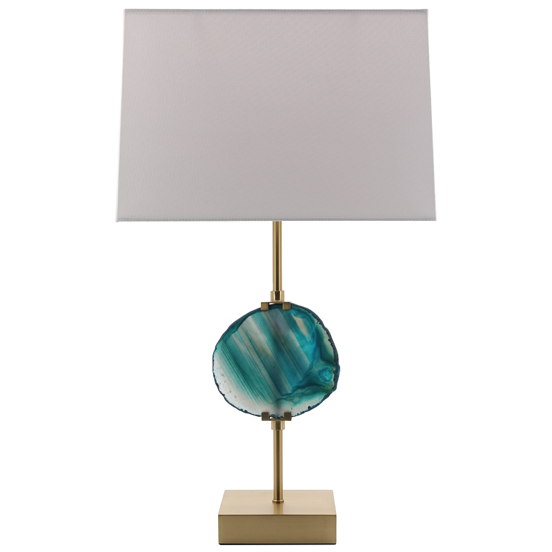 Настольная лампа Blue Agate Design Table Lamp Латунь Синий Бирюзовый Белый в Казани | Loft Concept 