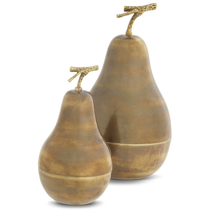 Комплект шкатулок Eichholtz Box Pear Set of 2 brass Винтажная латунь в Казани | Loft Concept 