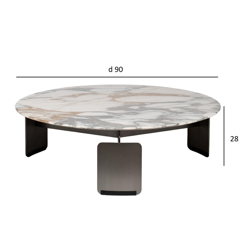 Столик журнальный с круглой мраморной столешницей на трех опорах Marble Stone Drawing в Казани