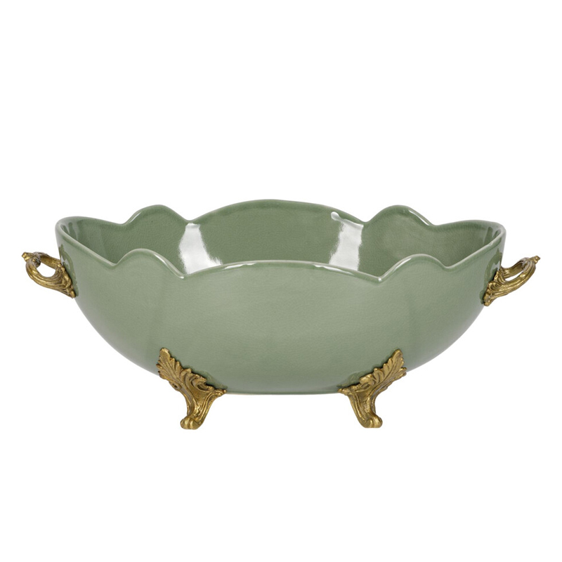 Чаша зеленого цвета из фарфора с волнообразным краем Eden Garden porcelain and bronze Зеленый Бронза Чаша зеленого цвета из фарфора с волнообразным краем Eden Garden porcelain and bronze Зеленый Бронза в Казани | Loft Concept