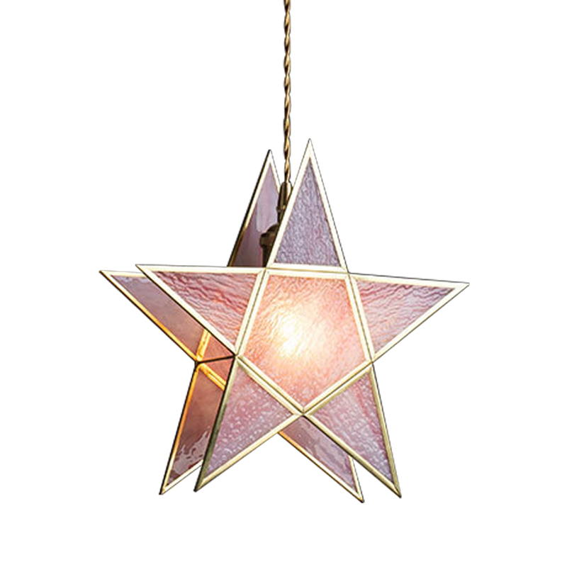 Подвесной светильник Star Pink Glass Hanging Light Розовый Латунь в Казани | Loft Concept 