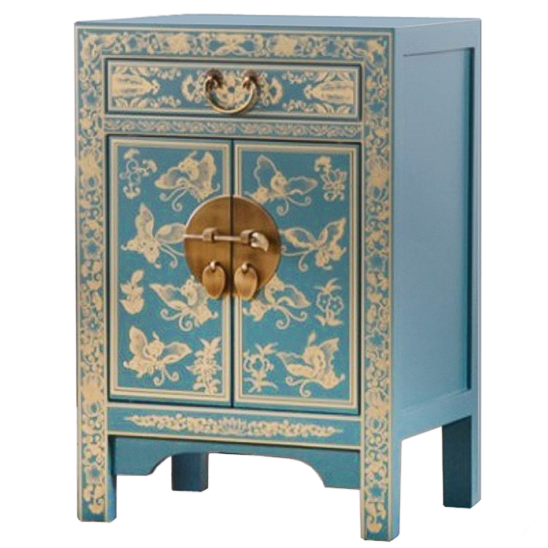 Светло-бирюзовая тумба в Китайском стиле ручная роспись Light Turquoise Chinese Nightstand Бирюзовый Золотой Светло-бирюзовая тумба в Китайском стиле ручная роспись Light Turquoise Chinese Nightstand Бирюзовый Золотой в Казани | Loft Concept