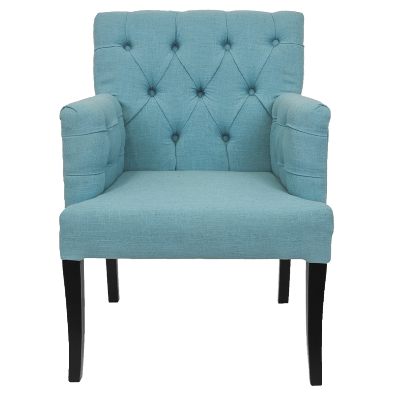 Кресло Addison Chic Armchair blue flax Бирюзовый Черный в Казани | Loft Concept 