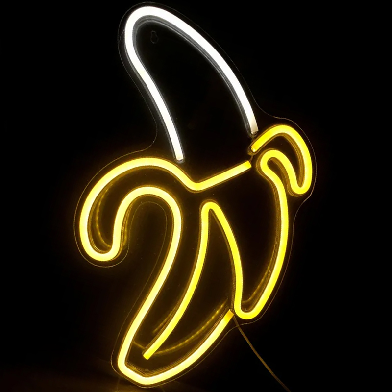 Неоновая настенная лампа Banana Neon Wall Lamp Прозрачный Белый Желтый в Казани | Loft Concept 