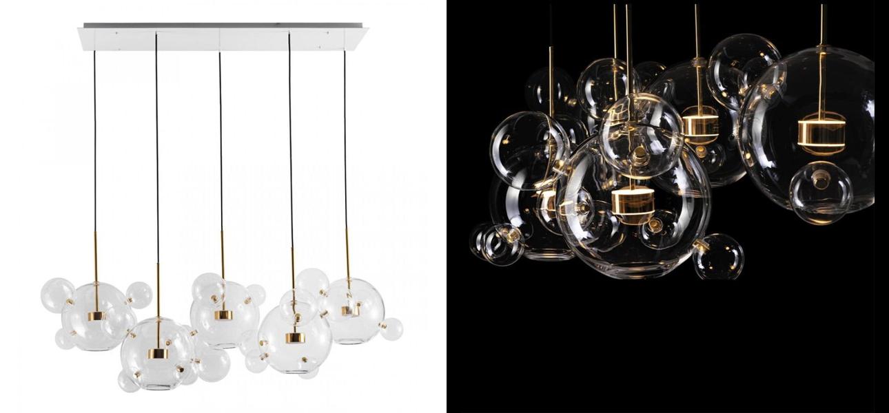 Линейный Светодиодный Светильник Giopato & Coombes Bubble Chandelier Linear Circle 5 плафонов - фото