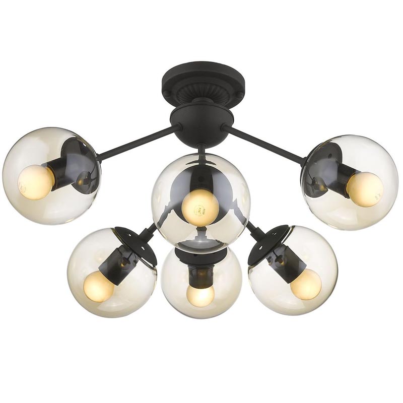 Потолочный светильник Ceiling Lamp Modo 6 black Черный Янтарный в Казани | Loft Concept 