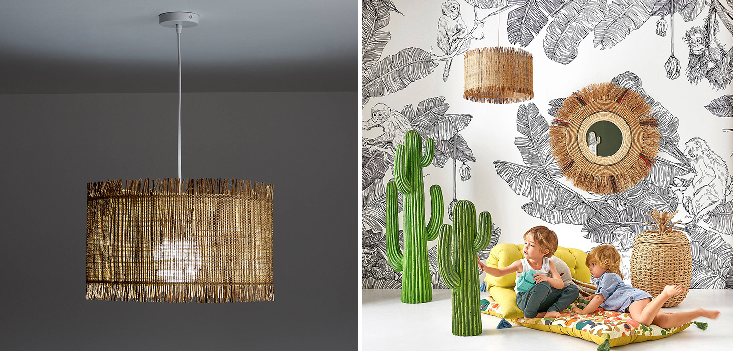 Подвесной светильник Wicker Raffia Hanging lamp - фото