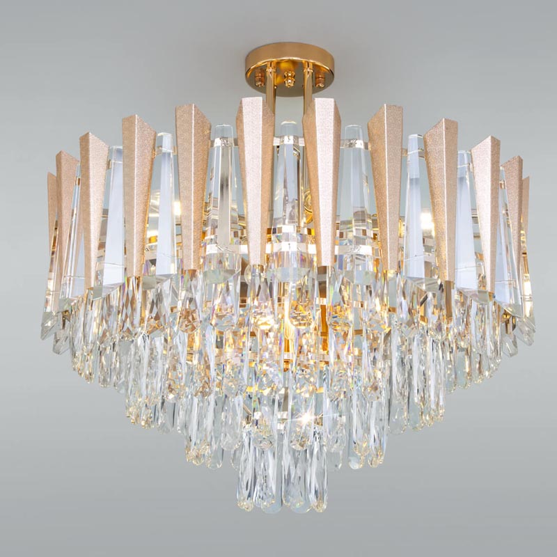 Потолочная люстра Crystal Edge Chandelier Прозрачный (Transparent) Золотой в Казани | Loft Concept 