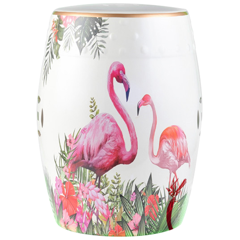 Керамический табурет Flamingo Tropical Animal Ceramic Stool White Белый Розовый Зеленый в Казани | Loft Concept 