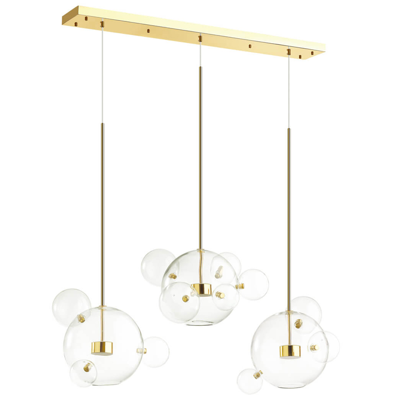 Люстра Transparent Bubble Chandelier Gold Line Глянцевое золото Прозрачный в Казани | Loft Concept 