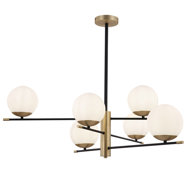 Светильник Spike Six Balls Hanging Lamp матовое золото Прозрачный белый в Казани | Loft Concept 