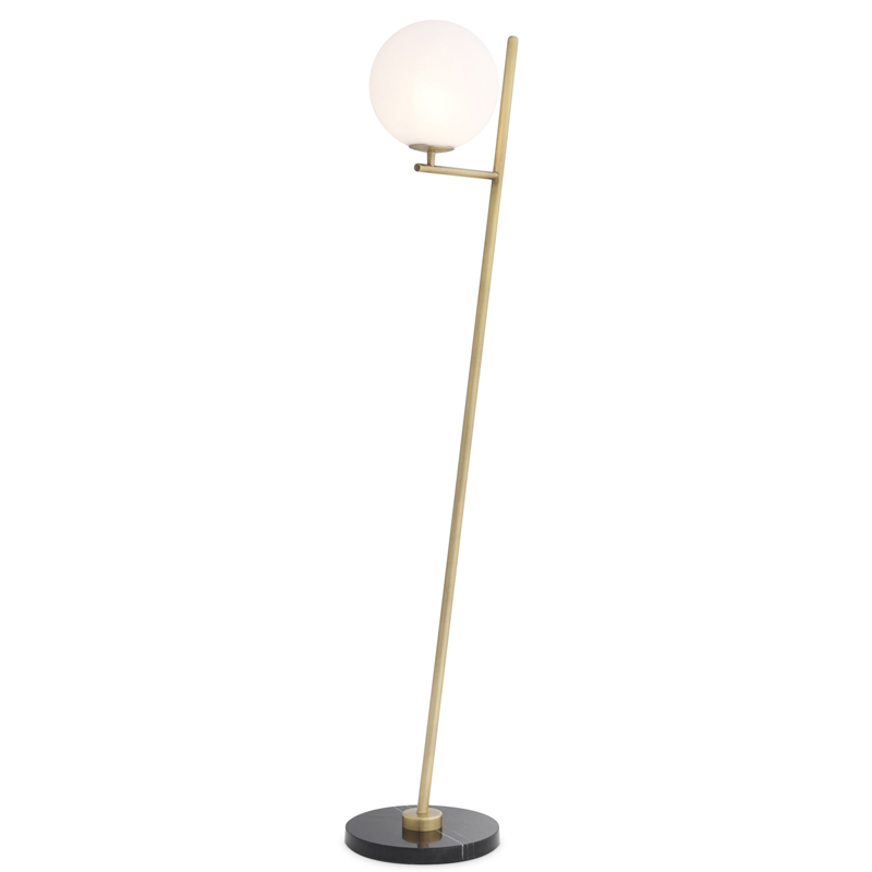 Торшер Eichholtz Floor Lamp Flynn Brass Латунь Античная полированная Белый Черный Мрамор Nero в Казани | Loft Concept 