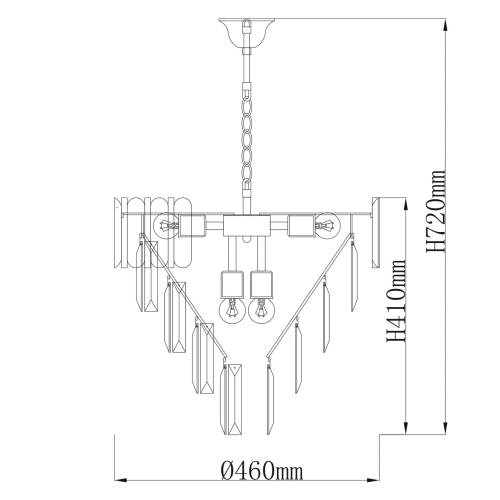 Люстра из черного металла с многоярусными подвесками из прозрачного хрусталя на золотой цепи Empire Black Chandelier Crystal в Казани