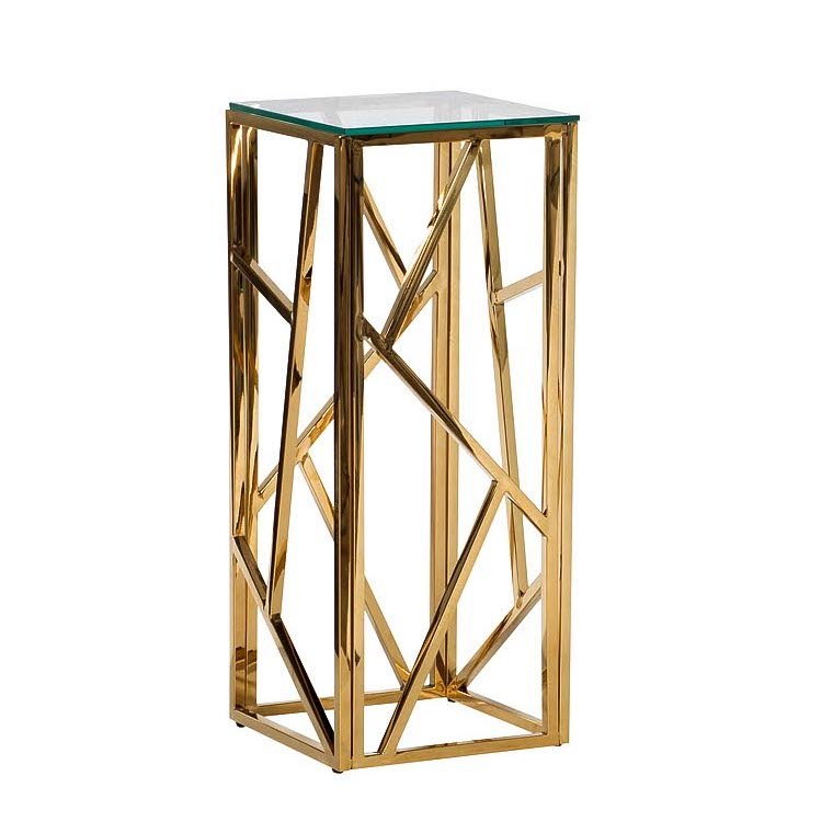 Подставка Serene Furnishing Gold Clear Glass Top stand Прозрачное Стекло Золотой в Казани | Loft Concept 