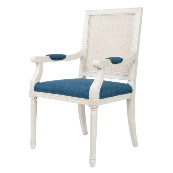 Стул French chairs Provence Garden White ArmChair Белый Темно-синий в Казани | Loft Concept 