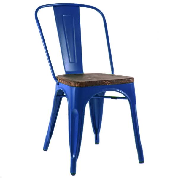 Кухонный стул Tolix Chair Wood Blue Синий Синий Коричневый в Казани | Loft Concept 