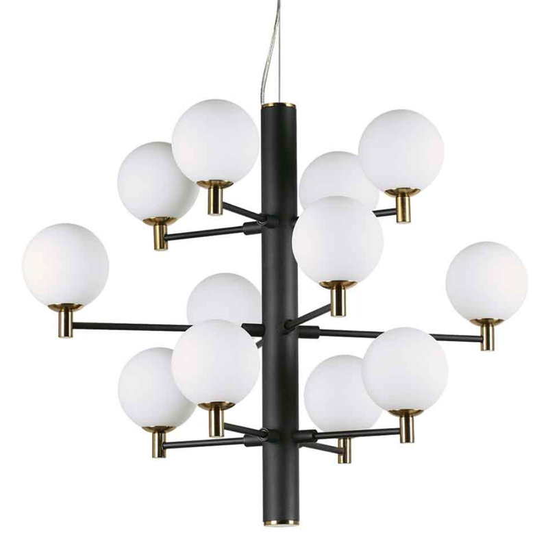 Люстра Italian Globe Abstraction Light  White and Black 12 Белый Золотой Черный в Казани | Loft Concept 