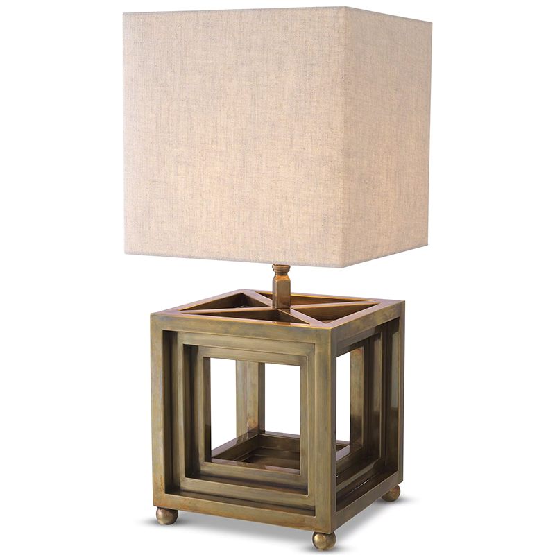 Настольная лампа Eichholtz Table Lamp Bellagio Brass Винтажная латунь Бежево-серый в Казани | Loft Concept 